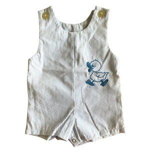 Vintage Royal Heir Made in the USA Baby Boy Duck Ducky Romper Overalls - 12 Mo.
